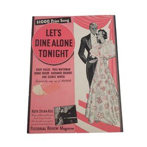 Lets Dine Alone Tonight 1936 Vintage Sheet Music Piano Voice Easy Listening